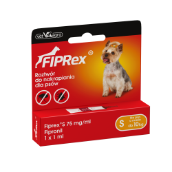 FIPREX "S" 75mg/ml spot-on 1 pipeta (roztwór do nakrapiania dla psów o masie do 10kg )